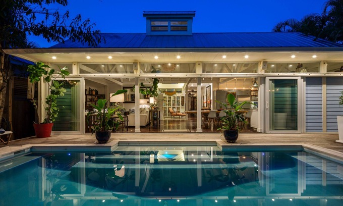 White Street Gallery District Casa | "Big Blu" is a 5-bed, 4-bath home with a heated pool in downtown Key West.