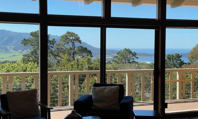 Northeast Carmel Casa | Big Sur Lodge-Style House in Carmel with PANORAMIC Ocean, Bay & Valley VIEWS!