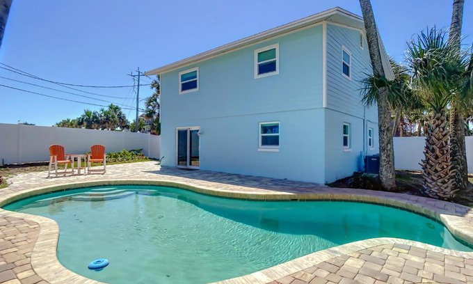 New Smyrna Beach Casa | Bikini Bottom Duplex with Pool ~ 2 Minutes from Beach Flagler Avenue