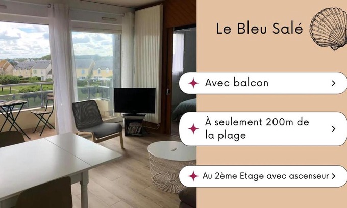 Courseulles-sur-Mer Apartamento | Bleu Salé - F2 Courseulles avec balcon
