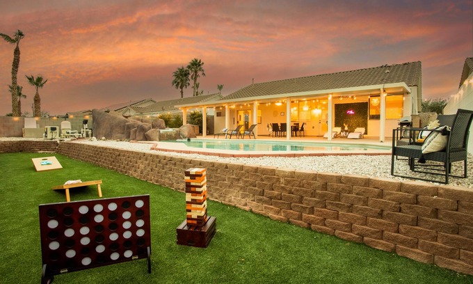 Black Mountain Casa | Bohemian Modern Dream Home with Strip Views, Pool & Spa, Pool Table & Games