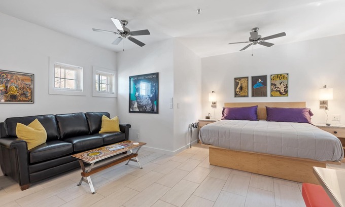 Folly Beach Hotel | Boutique Hotel Folly Room 5: King Deluxe Studio - cozy porch views of the Folly River ADA
