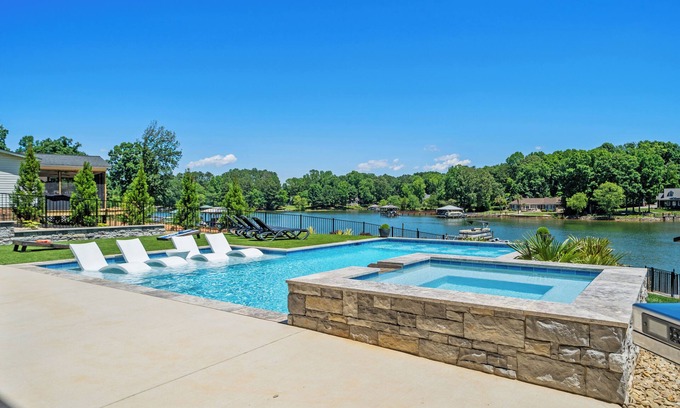 Mooresville Casa | Brand New 4000+ sq ft house with pool, hot tub, amazing deck and amenities