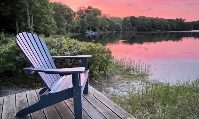 East Falmouth Casa | BRAND NEW LISTING! 2BD Pond Front Home--A/C, Sun Room, Enclosed Outdoor Shower, Wonderful Water Views
