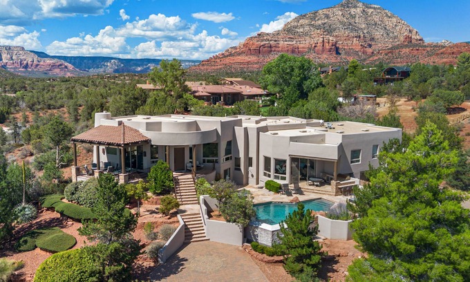 West Sedona Casa | Breathtaking Luxury Estate Perched High, Panoramic Views, Pool & Hot Tub!