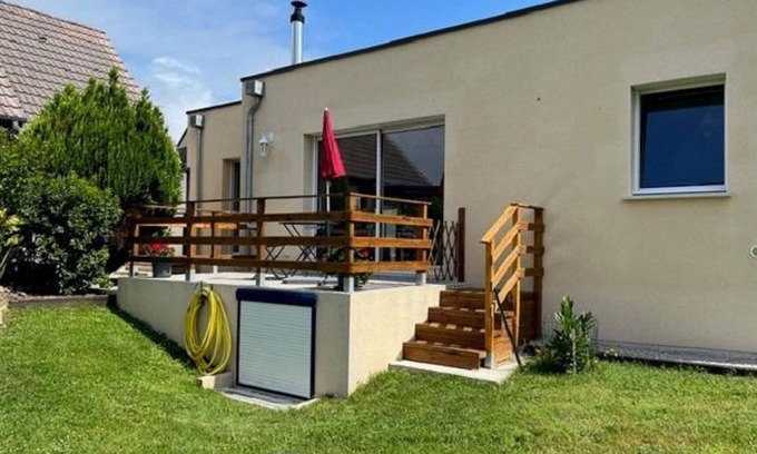Portbail Coast Cabaña | Casa luminosa en Saint-Jean-de-la-Rivière, terraza, mascotas permitidas