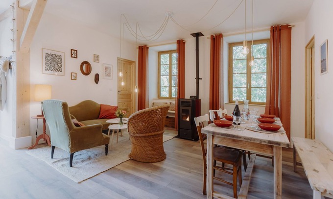 Gap Cabaña | Gîte-Familiar-Baño con bañera-Vista a la Montana-Gîte familial à la ferme
