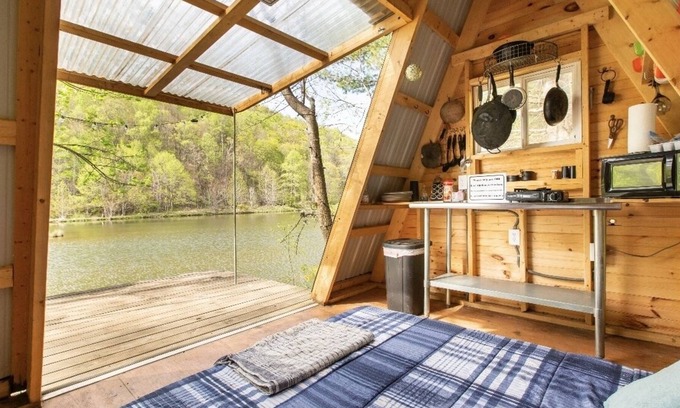 Todd Alquiler De RV | Camp Bigfun: Waterfront Tiny Cabin A-frame Solar Power Off Grid