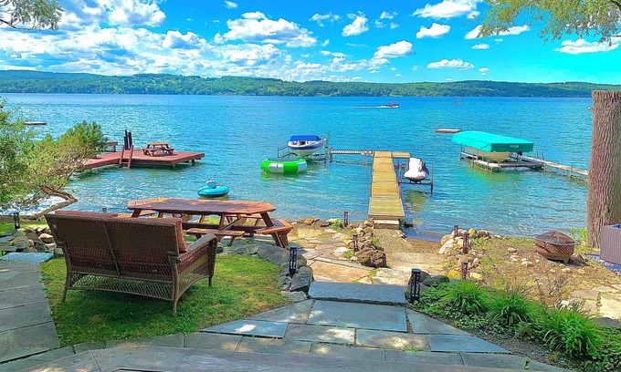 Canandaigua Casa | Canadaigua Lake Sunset Oasis: Private Beach, Family Fun Wineries, CMAC, Shopping