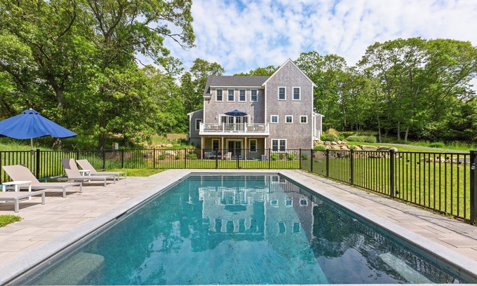 Barnstable Casa | Cape Cod Luxe in Barnstable Village: Saltwater Pool, 2 Suites, Bunks & Family Fun!