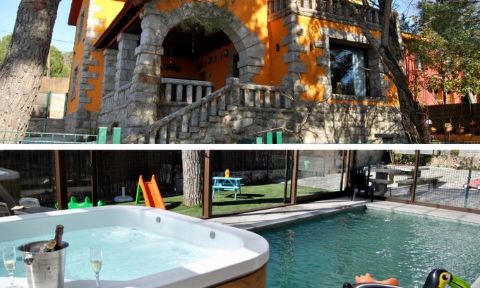 Collado Mediano Casa | Casa Rural Mansion Adela con Piscina y Jacuzzi