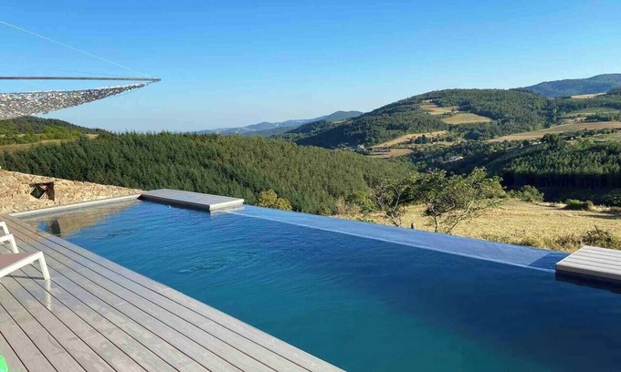 Vaudevant Villa | CASARIOU Les Bernards villa Ardeche Nordique Bath, Pool