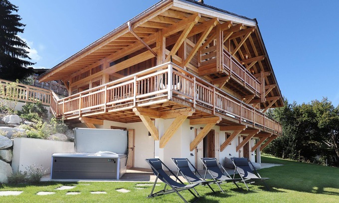 Saint-Gervais-les-Bains Chalet De Esquí | Chalet 12 pers Modern & Cozy - view of Mont-Blanc - jacuzzi & sauna