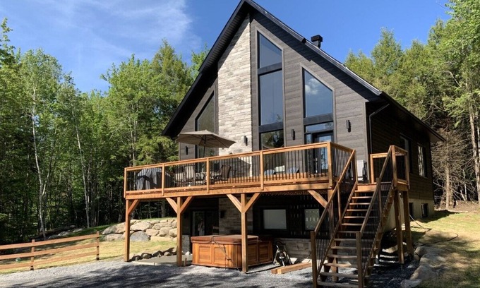 Mansonville Cabina | Chalet Nature OWL'S Head Spa and fire pit
