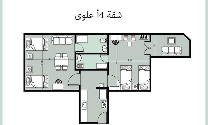 Marina El Alamein Apartamento | Chalets4A sea and pool view 2Bed rooms without lounge 114 at Green Beach