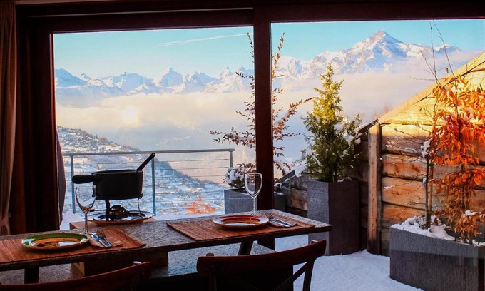 Nendaz Cabina | Chambre privée avec cuisine et salle de bain dans la chambre, Winoka Lodge