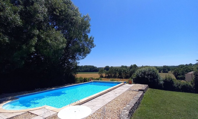 Bonneville Casa | Charente rustic farmhouse with heated pool and wonderful views, sleeps 13.