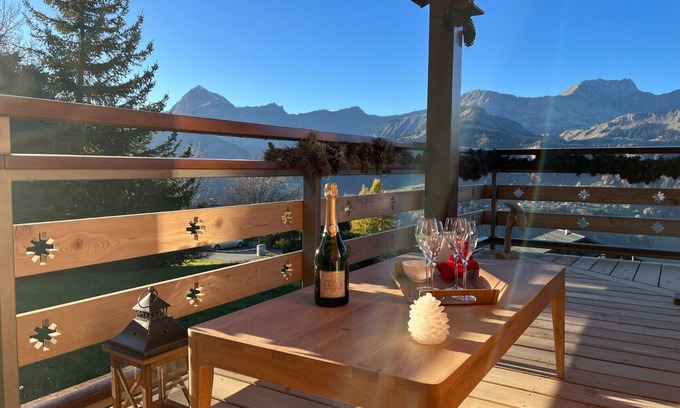 Crest-Voland Chalet De Esquí | Chalet con encanto con sauna y vistas a las montañas