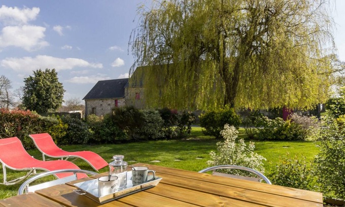 Muneville-sur-Mer Cabaña | Casa rural con jardín, terraza y estanque - cercana a playas de Granville y Coutances
