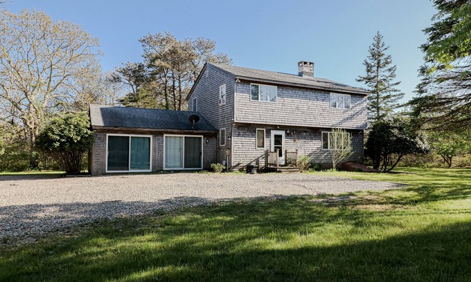West Tisbury Casa | Charming forest retreat by the beach with grill, deck, & sprawling yard