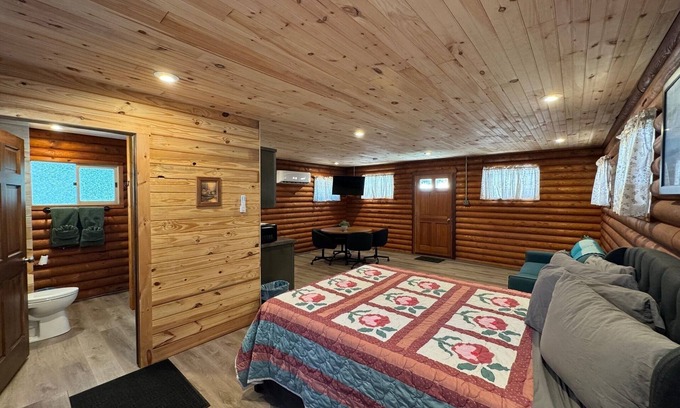 Cambridge Cabina | Cozy log cabin with AC and WiFi in quiet countryside and awesome night sky views