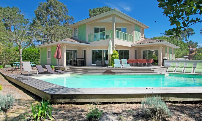 Le Canon Villa | Encantadora villa Bassin-Océan - 8-10 p - Piscina climatizada a 28 ° C - Chimenea