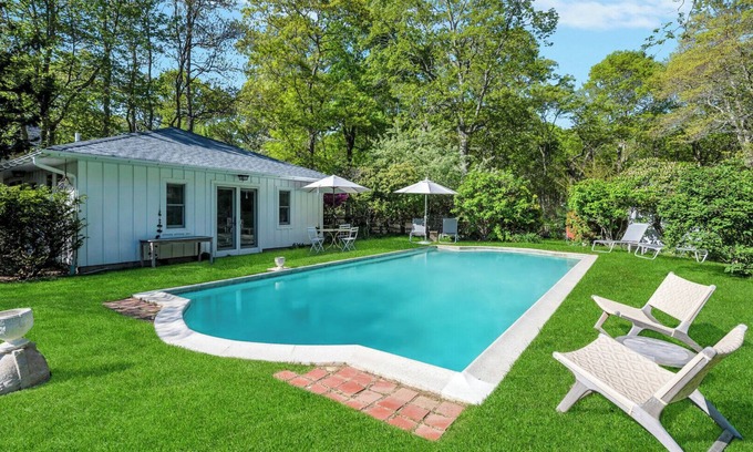 Shelter Island Heights Casa | Chic Coastal Farmhouse with Private Pool, Steps from the Water Your...