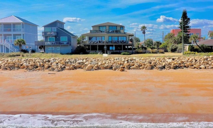 Flagler Beach Casa | Chic Home: Ocean Views, Hot Tub & Game Room!