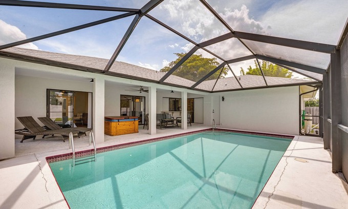 Palm River Estates Casa | Chic Naples Home w/ Pool & Hot Tub, 4 Mi to Beach!