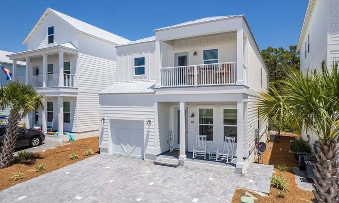 Dune Allen Beach Casa | Coastal chic w/ Golf Cart & 3 bikes! Steps to the beach & pool! Pet friendly!