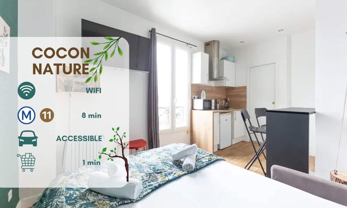 Les Lilas Apartamento | Cocon Nature à 8 min du Métro 11 - Netflix