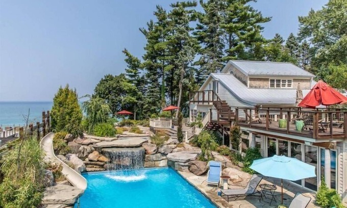 Union Pier Casa | Colossal Union Pier Home with Lakefront, Pool, Hot Tub and More!