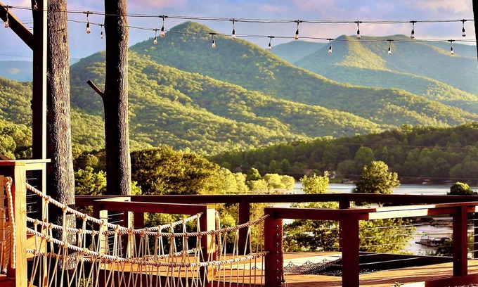 Hiawassee Cabina | Container Treehouse Lake and Mountain Views Hot Tub