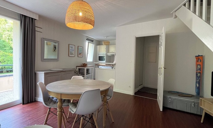 Hardelot-Plage Apartamento | Apartamento dúplex COSY 50 m2, parque con canchas de tenis y piscina en temporada