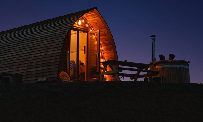 Cockburnspath Cabina | Estándar-Hot Tub-Cabaña-Baño privado con ducha