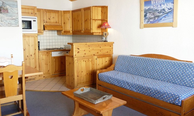 Meribel-Mottaret Apartamento | Apartamento cómodo con gran terraza al sur, cerca de pistas y comercios
