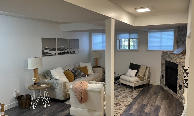 Cedarbrae Casa | Cozy basement suite w/fireplace. Pet friendly!