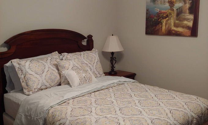 Lawrenceville Casa | Cozy bedroom with private bathroom, and separate, direct access entrance.