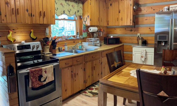 Topton Cabina | Cozy cabin for 4, 2 King size beds. Porch with view of lake. Full kitchen.