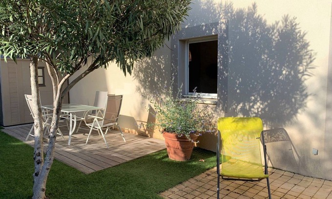 Bouzigues Apartamento | Playa y tranquilidad: Apartamento en jardín, 2 CLAVES, Bouzigues