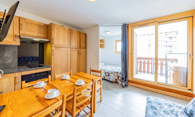 Montgellafrey Apartamento | Estudio acogedor 5 pers, al pie de pistas, balcón, cerca de comercios