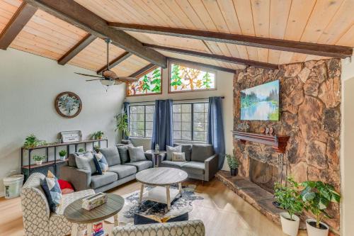 Crestline Casa | Crestline Home with Private Hot Tub Steps to Lake!