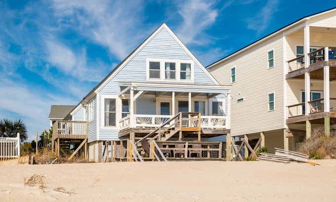 Oak Island Casa | Cuddlefish: Oceanfront Home with Beautiful Sunset Views
