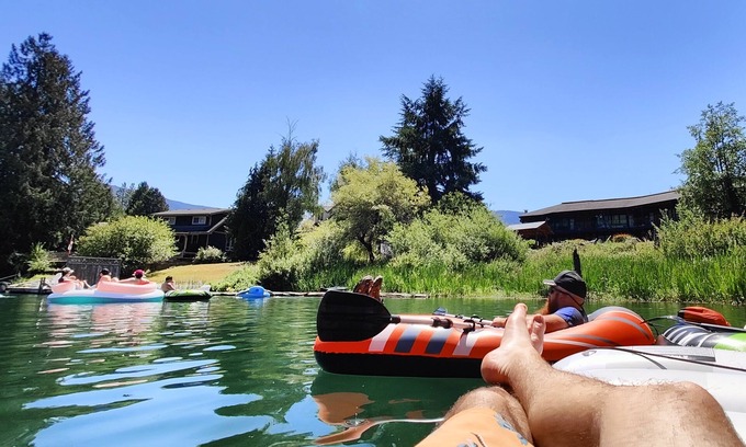 Lake Cowichan Cabaña | Cute cottage steps from Cowichan river with shared dock and swimming hole!