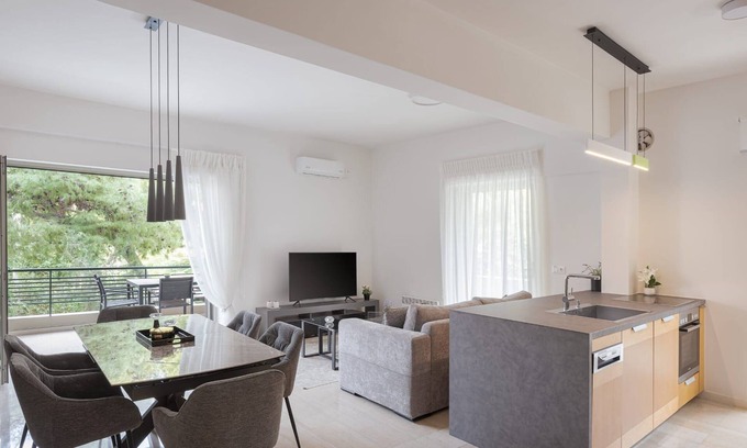 Vouliagmeni Villa | Dazzling Athens Apartment | Modern Zen Apartment | 1 Bedroom | Private Balcony | Modern Décor | Vouliagmeni