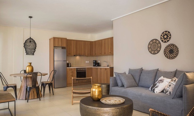 Karavomylos Villa | Apartamento Deluxe Cefalonia | Apartamento Crocus | 1 dormitorio | Piscina compartida | Vista al mar