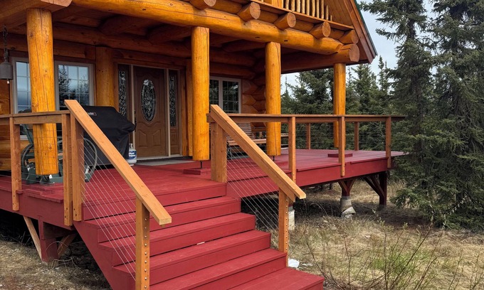 Healy Cabina | ¡Denali a solo 27 km! Parrilla al aire libre, lavadora / secadora, bañera de hidromasaje con vista