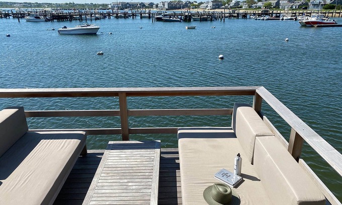 Nantucket Town Cabaña | Design cottage on wharf in town - huge private deck, private dock