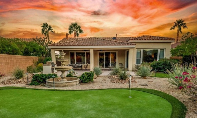La Quinta Casa | Desirable 2BR, 2BA house with breathtaking views, putting green, and golf cart!