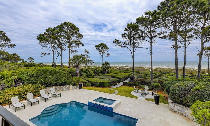Oceanside Casa | Direct OCEANFRONT Updated Six Bedroom Sea Pines Home w/ Private Pool & Spa!